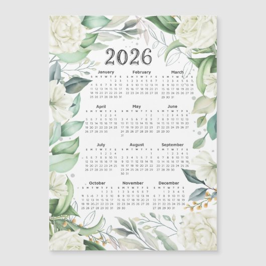 2026 Kalender Waterverf Eucalyptus White Floral (Voorkant)
