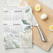 2026 Kalender Waterverf Eucalyptus White Floral Theedoek (Quarter Fold)