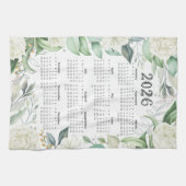2026 Kalender Waterverf Eucalyptus White Floral Theedoek (Horizontaal)