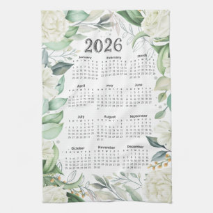 2026 Kalender Waterverf Eucalyptus White Floral Theedoek