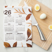 2026 Kalender Waterverf Fall Leaves Pattern Theedoek (Quarter Fold)