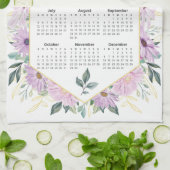 2026 Kalender Waterverf Paarse botanische groen Theedoek (Gevouwen)