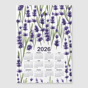 2026 Kalender Waterverf Paarse Lavendelbloemen