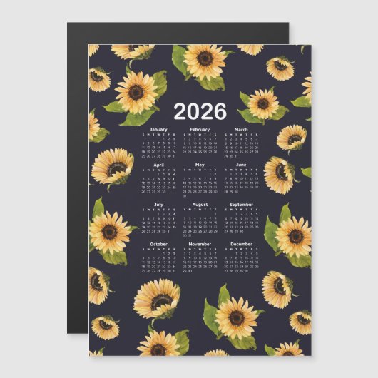 2026 Kalender Waterverf Zonnebloemen Patroon (Voorkant / Achterkant)