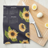 2026 Kalender Waterverf Zonnebloemen Patroon Theedoek (Quarter Fold)