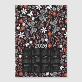 2026 Kalender Whimsical Floral & Butterfly Black (Voorkant)