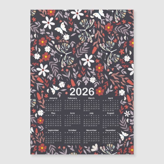 2026 Kalender Whimsical Floral en Butterfly (Voorkant)