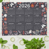2026 Kalender Whimsical Floral en Butterfly Theedoek (Gevouwen)