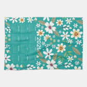 2026 Kalender Witte Bloemen Patroon Theedoek (Horizontaal)