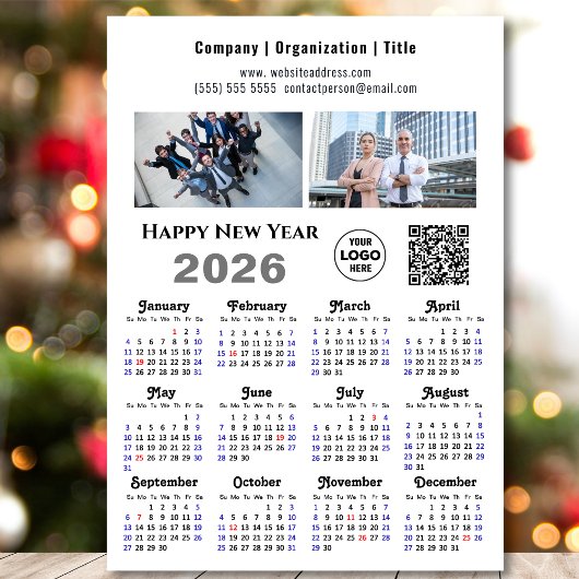 2026 Kalender Zakelijk 2 Foto Logo QR Magnetisch