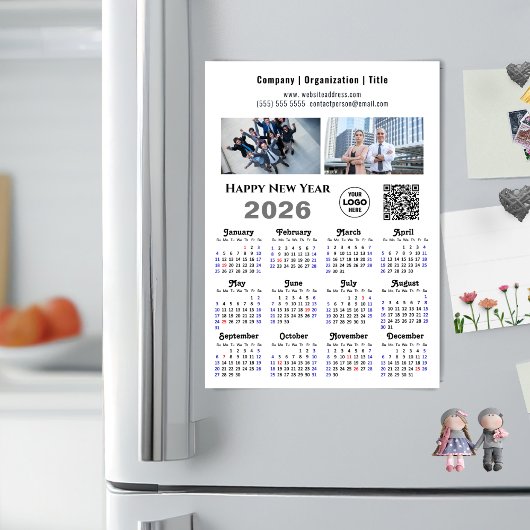 2026 Kalender Zakelijk 2 Foto Logo QR Magnetisch