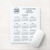 2026 Kalender Zakelijk Logo en Tekst op Wit Muismat (Met muis)