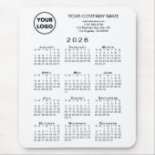 2026 Kalender Zakelijk Logo en Tekst op Wit Muismat (Voorkant)