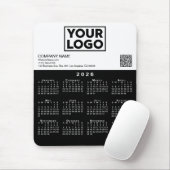 2026 Kalender Zakelijk Logo QR Code Zwart Wit Muismat (Met muis)