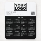 2026 Kalender Zakelijk Logo QR Code Zwart Wit Muismat (Voorkant)