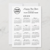 2026 Kalender Zakelijk Logo Zwart Wit Gingham Feestdagenkaart (Voorkant)