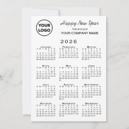 2026 Kalender Zakelijk Logo Zwart Wit Gingham Feestdagenkaart