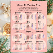 2026 Kalender Zakelijk Roze Minimalistische Magnet