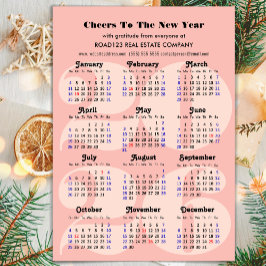 2026 Kalender Zakelijk Roze Minimalistische Magnet