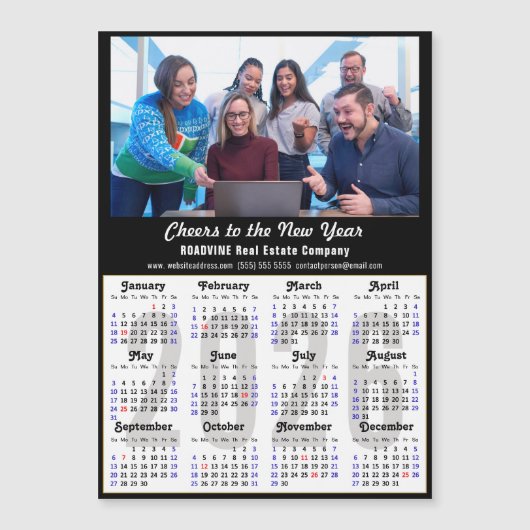 2026 Kalender Zakelijke Foto Eenvoudig Zwart Magne (Voorkant)
