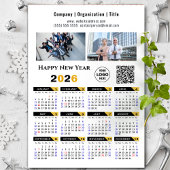 2026 Kalender Zakelijke Foto Logo QR Zwarte Magnee
