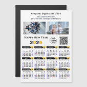 2026 Kalender Zakelijke Foto Logo QR Zwarte Magnee (Voorkant / Achterkant)