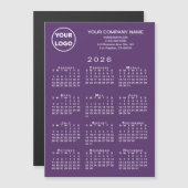 2026 Kalender Zakelijke Logo Tekst Paarse magneet (Voorkant / Achterkant)