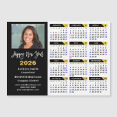 2026 Kalender Zwart Goud Bedrijfsfoto Magnetisch (Voorkant)