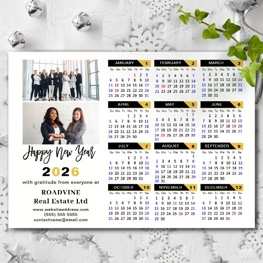 2026 Kalender Zwart Goud Business 2 Foto Magnetisc