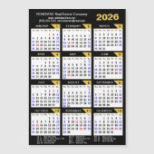 2026 Kalender Zwart Goud Modern Zakelijk Magnetisc (Voorkant)