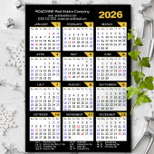 2026 Kalender Zwart Goud Modern Zakelijk Magnetisc