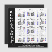 2026 Kalender Zwart Wit Corporate Magnetische Kaar (Voorkant / Achterkant)