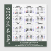 2026 Kalender Zwart Wit Corporate Magnetische Kaar (Voorkant)
