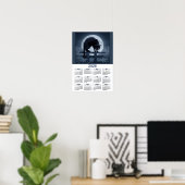 2026 Kalender Zwarte Kat op een hek met volle maan Poster (Thuiskantoor)