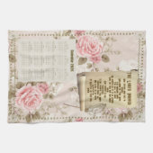 2026 Kalenderhanddoek Het Onze Vader Roze Rozen Theedoek (Horizontaal)