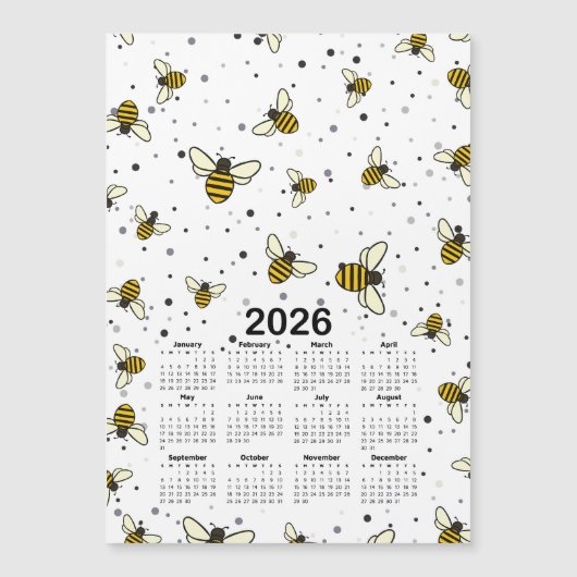 2026 Kalenderpatroon met bijen en Stippen (Voorkant)