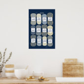 2026 kalenderposter blauw en goud poster (Keuken)