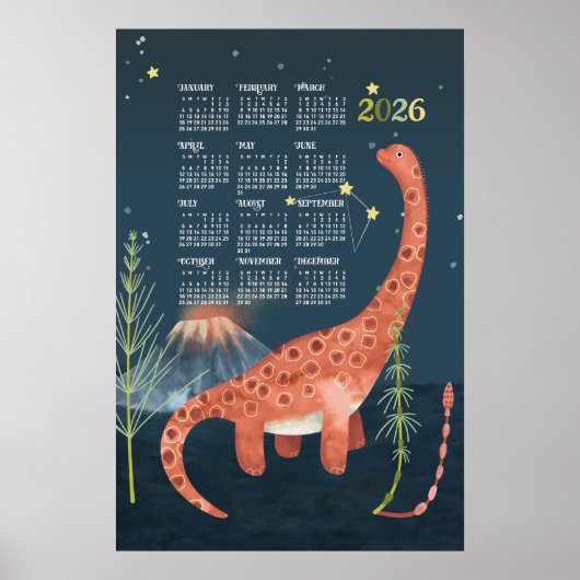 2026 kalenderposter Brachiosaurus Poster (Voorkant)