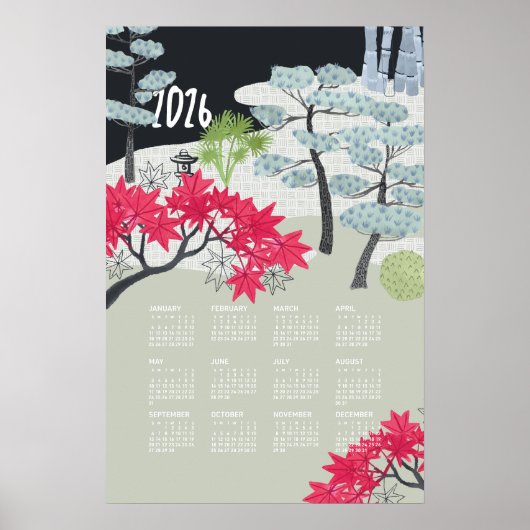 2026 kalenderposter Japanse tuin Poster (Voorkant)