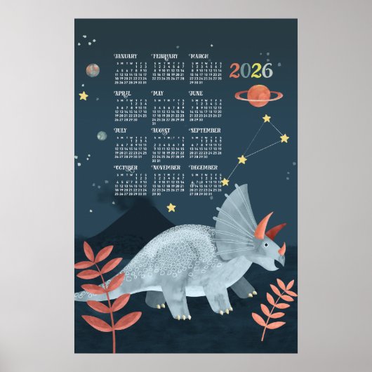 2026 kalenderposter Triceratops Poster (Voorkant)