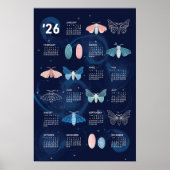 2026 kalenderposter Zijdevlinder sterrenstelsel Poster (Voorkant)