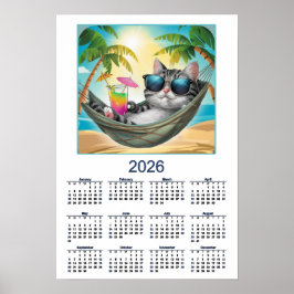 2026 Kat Kalendar Koele Tropische Kat Poster