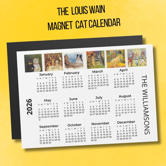 2026 Katten van Louis Wain Magneet Kalender