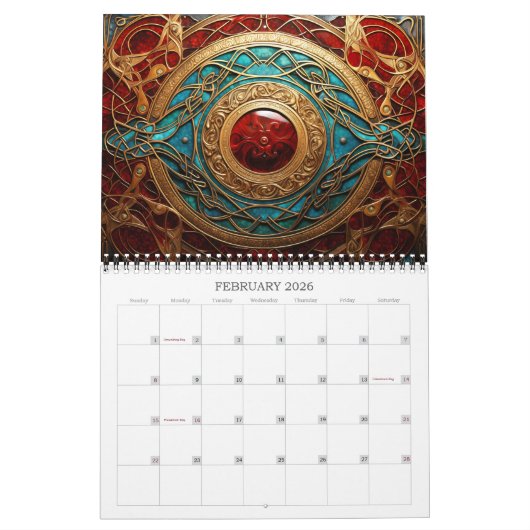 2026 Keltische Knoop Kalender (Feb 2026)