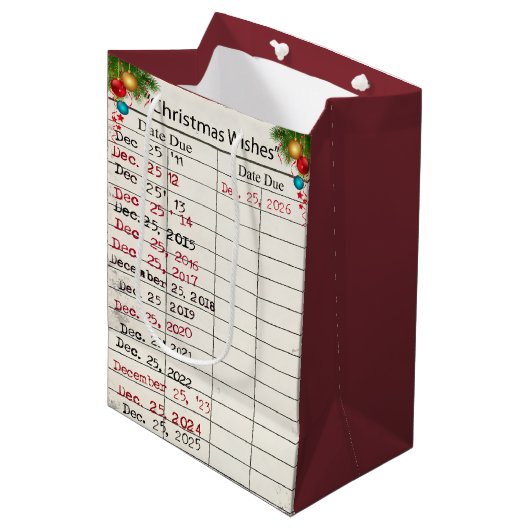2026 Kerst Bibliotheekkaart met Data Medium Cadeauzakje (Voorkant Gekanteld)