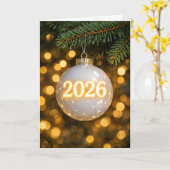 2026 Kerstornament Kaart (Gele Bloem)