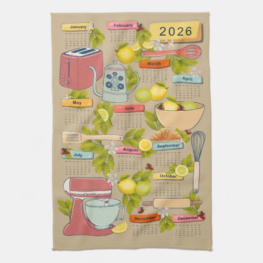 2026 Keuken Kalender Theedoek (Verticaal)