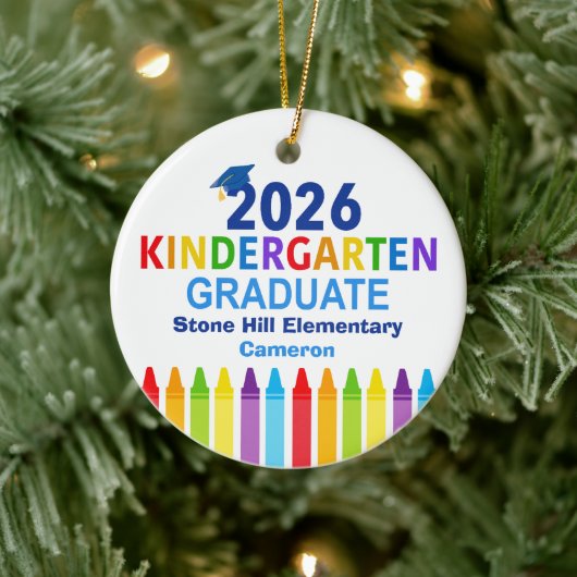 2026 Kindergarten Graduate Custom Graduation Photo Keramisch Ornament (Boom)