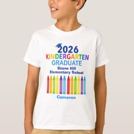 2026 Kindergarten Graduate Cute Crayon Custom Kids T-shirt
