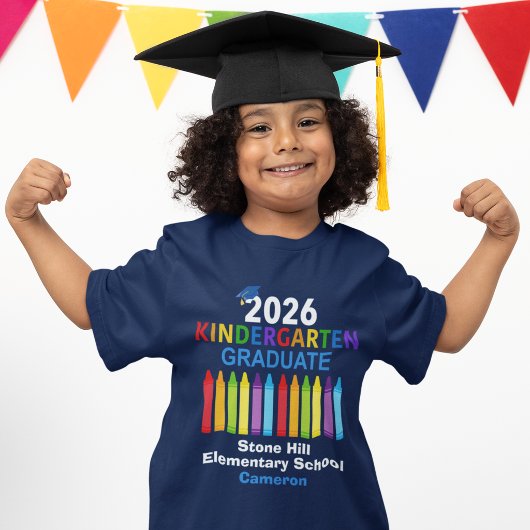 2026 Kindergarten Graduate Personalized Blue Kids T-shirt